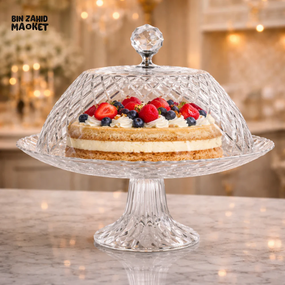 DANNY HOME CRYSTAL GLASS CAKE STAND WITH DOME LID -SD-029