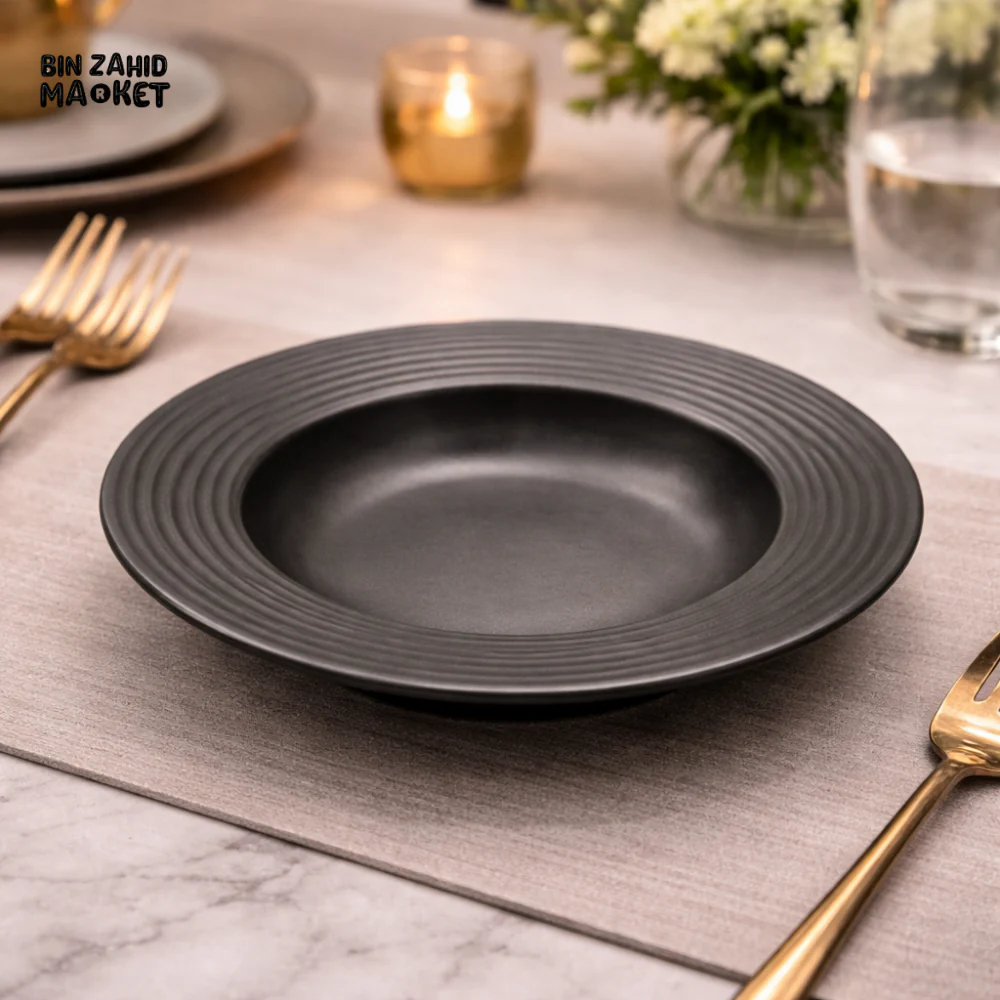 DANNY HOME LUXURY BLACK CERAMIC DEEP PLATE 20CM -A40-2