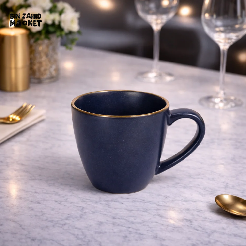 DANNY HOME LUXURY NAVY CERAMIC COFFEE MUG – GOLD RIM EDITION 400ML - T14-09