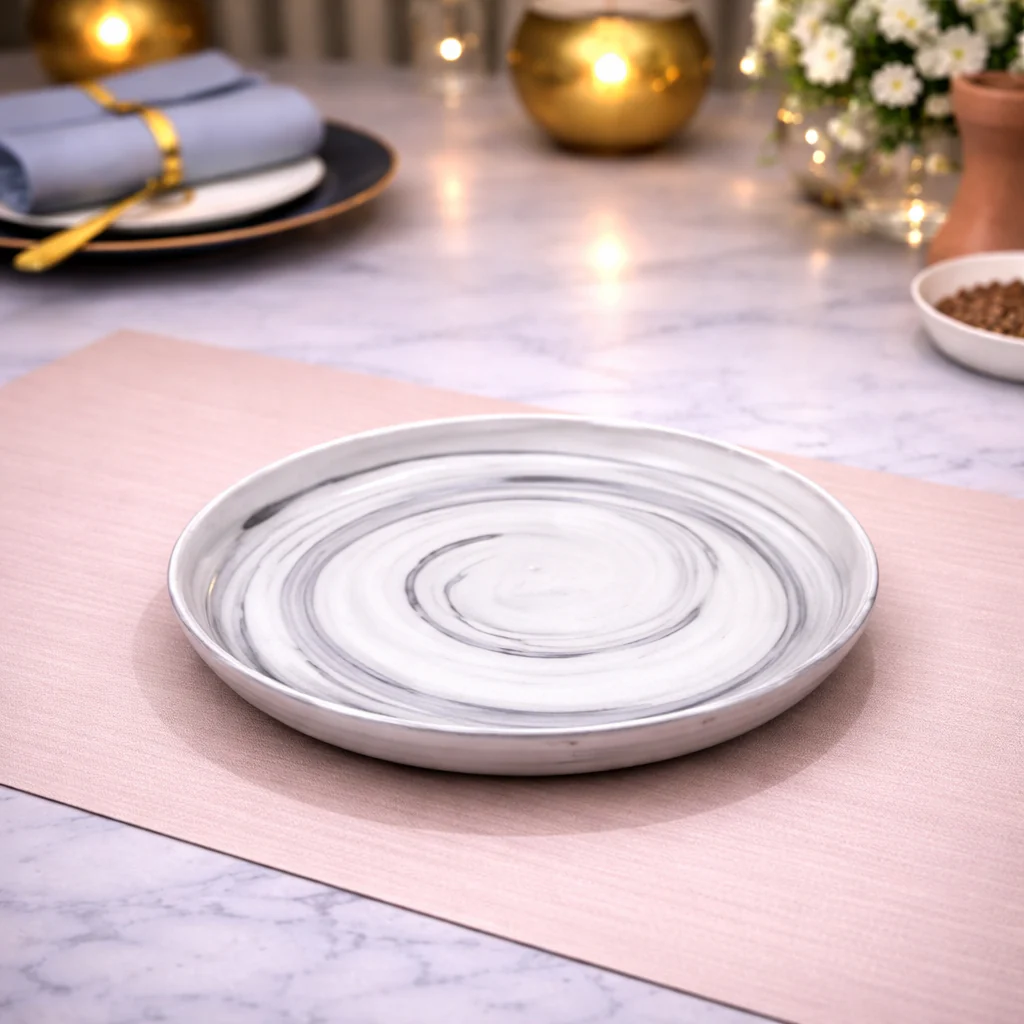 DANNY HOME MARBLE SWIRL CERAMIC SOUP PLATE 20.32CM  -80DLSP-3012