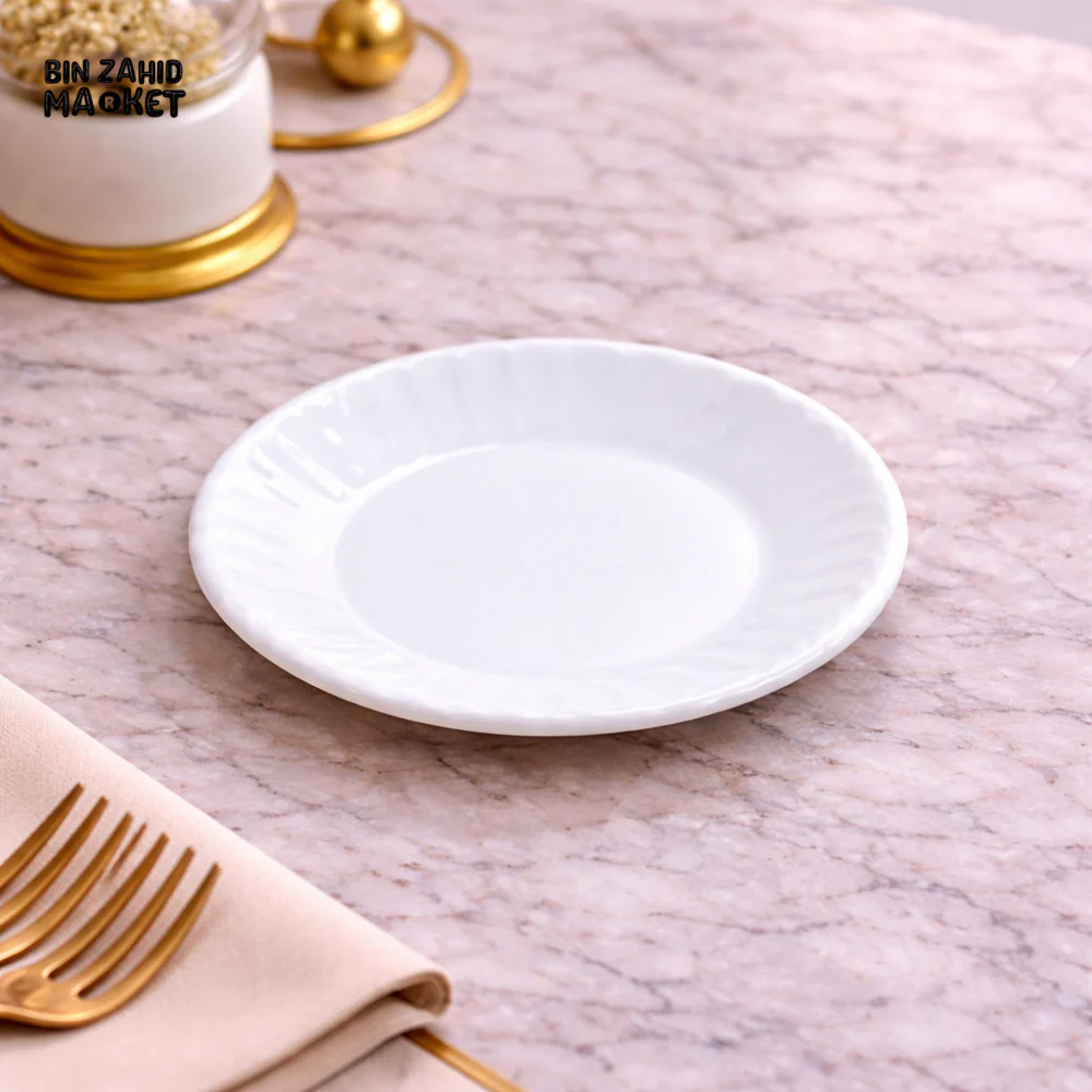 DANNY HOME MINI WHITE CERAMIC DESSERT PLATE – ELEGANT PORCELAIN CAKE & SNACK SERVING PLATE FOR LUXURY DINING TABLE - LXP75