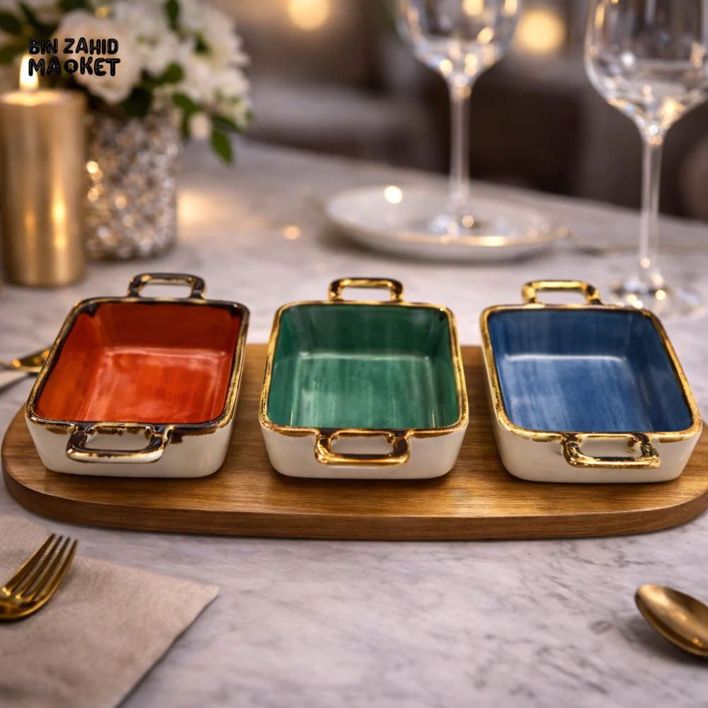 DANNY HOME PREMIUM RECTANGULAR CERAMIC DESSERT SERVING DISHES – 4 PIECE SET - CZT21-60 - Image 2