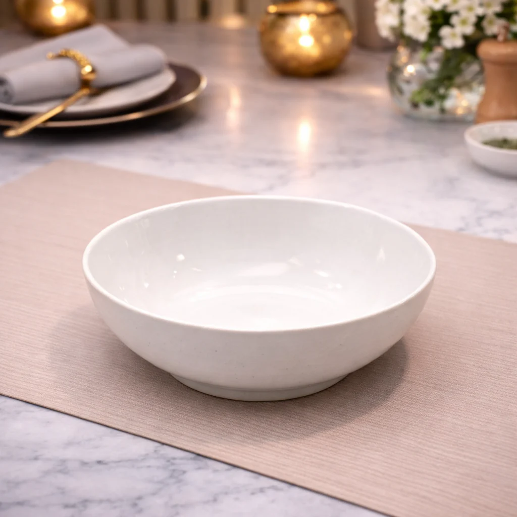 DANNY HOME WHITE CERAMIC SERVING BOWL 20CM– LUXURY MODERN DINING SOUP, SALAD & DESSERT BOWL -80FKW 2049