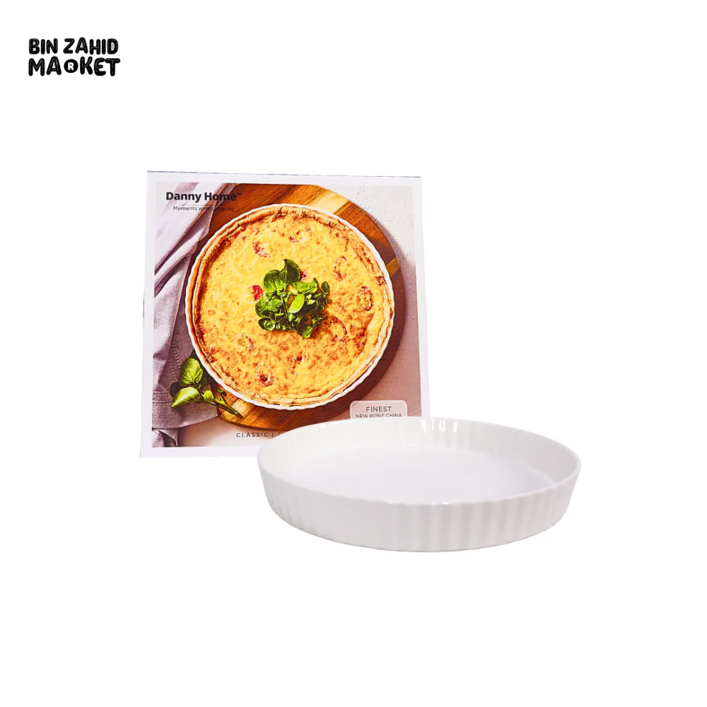 DANNY HOME WHITE PORCELAIN QUICHE & TART BAKING DISH 27.94 CM – ELEGANT CERAMIC PIE PAN FOR OVEN BAKING & SERVING - CPK-010 - Image 3