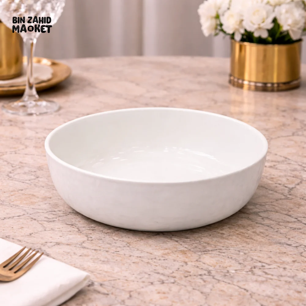 DANNY HOME WHITE PORCELAIN SERVING BOWL 15.24 CM– MODERN LUXURY DINING BOWL FOR SOUP, SALAD & PASTA - CPK-011