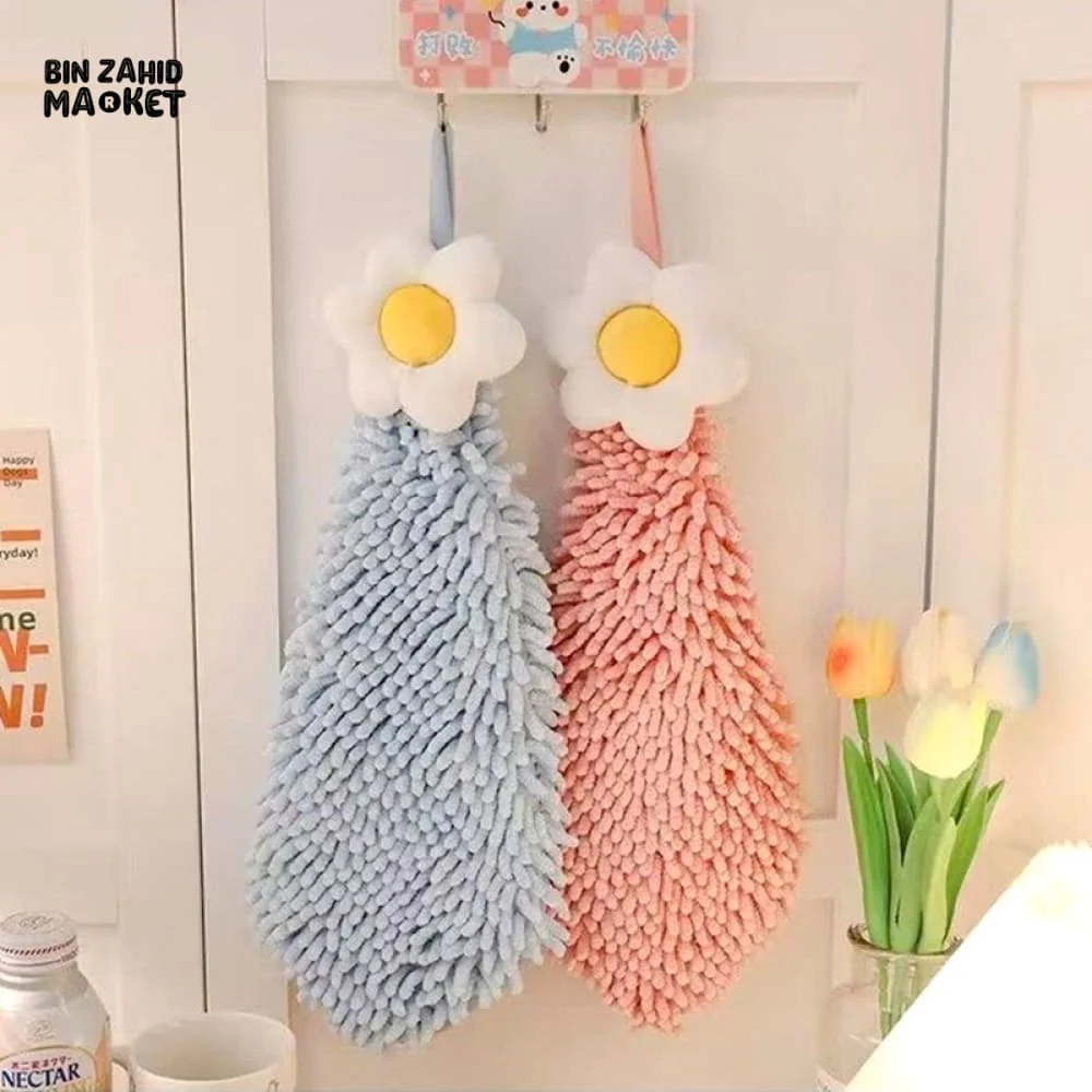 DECORATIVE PLUMERIA HANGING TOWEL – SOFT CHENILLE FOR KITCHEN & BATHROOM - Image 3