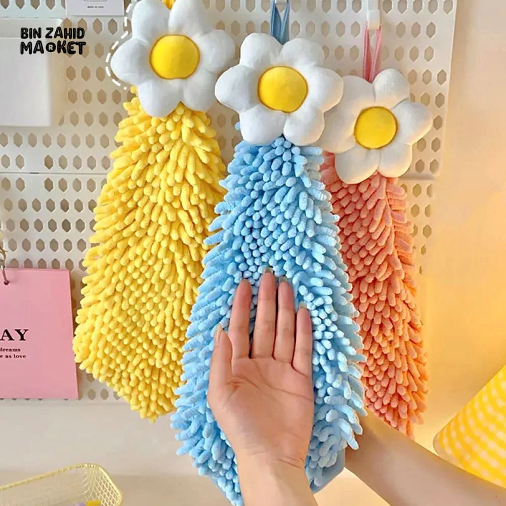 DECORATIVE PLUMERIA HANGING TOWEL – SOFT CHENILLE FOR KITCHEN & BATHROOM - Image 6
