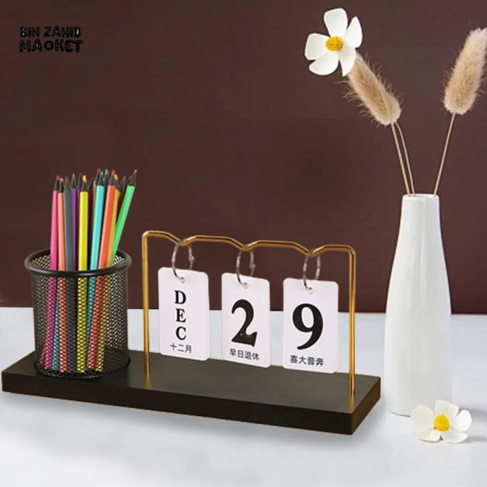 DESK CALENDAR HOLDER DECOR PERPETUAL DESKTOP CALENDAR BLOCK CALENDAR REUSABLE SIMPLE DESKTOP ORNAMENTS MULTIFUNCTIONAL IRON