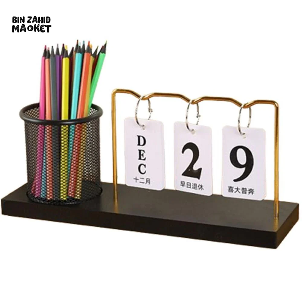 DESK CALENDAR HOLDER DECOR PERPETUAL DESKTOP CALENDAR BLOCK CALENDAR REUSABLE SIMPLE DESKTOP ORNAMENTS MULTIFUNCTIONAL IRON - Image 4