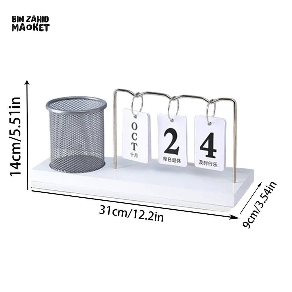 DESK CALENDAR HOLDER DECOR PERPETUAL DESKTOP CALENDAR BLOCK CALENDAR REUSABLE SIMPLE DESKTOP ORNAMENTS MULTIFUNCTIONAL IRON - Image 5