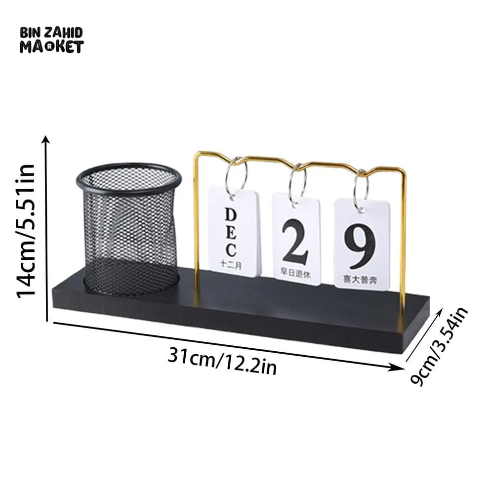 DESK CALENDAR HOLDER DECOR PERPETUAL DESKTOP CALENDAR BLOCK CALENDAR REUSABLE SIMPLE DESKTOP ORNAMENTS MULTIFUNCTIONAL IRON - Image 6