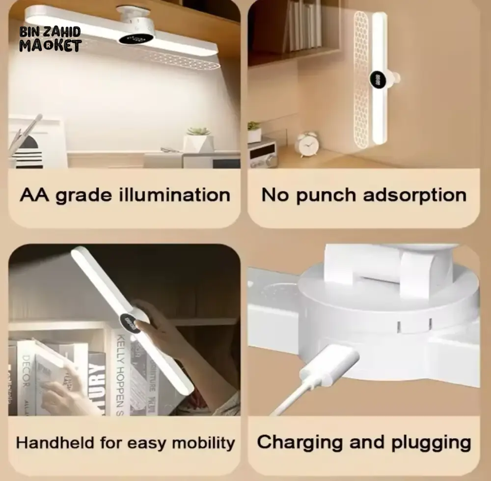 DESK LAMP WITH MAGNETIC CLOCK – LED USB RECHARGEABLE STEPLESS DIMMING NIGHT LIGHT - Image 5