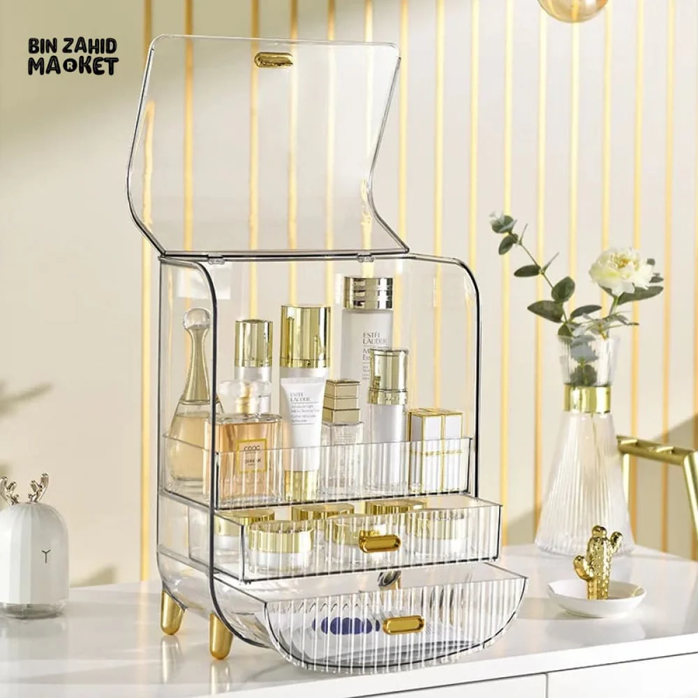 DESKTOP TRANSPARENT COSMETIC STORAGE BOX - Image 2