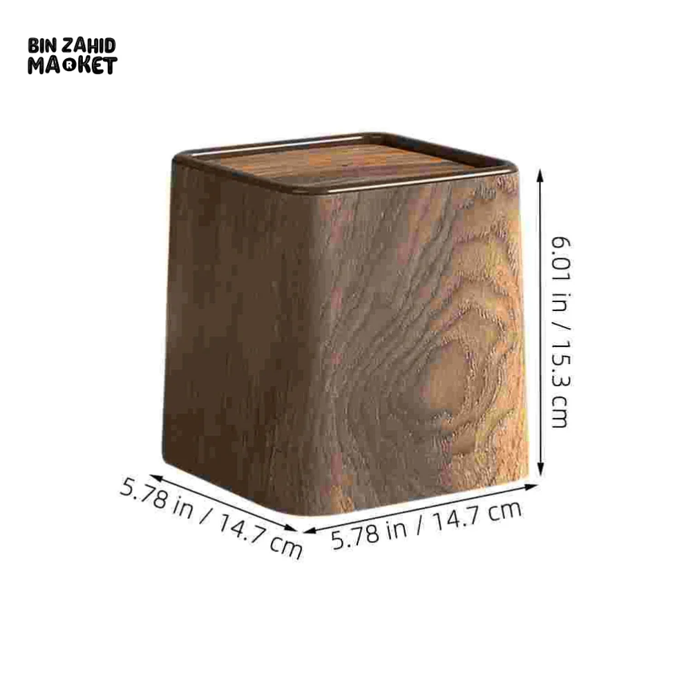 DESKTOP TRASH CAN OFFICE SMALL GARBAGE RETRO WOODEN WASTEBASKET - Image 6