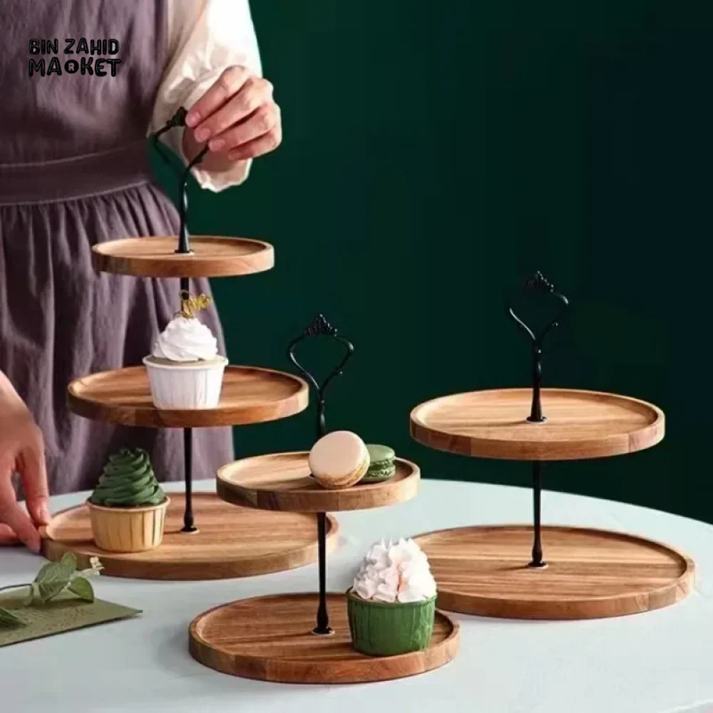 DETACHABLE CAKE STAND WOODEN EUROPEAN STYLE DESSERT HOLDER WEDDING PARTY
