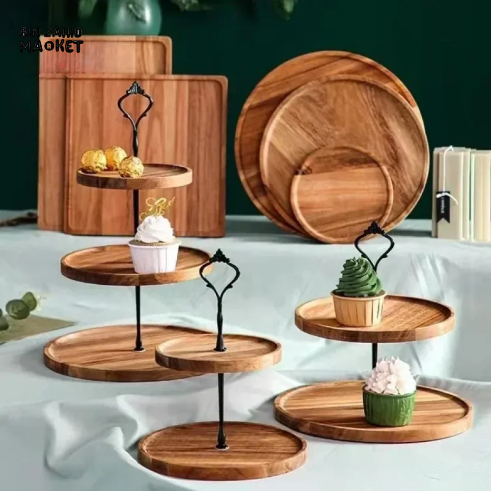 DETACHABLE CAKE STAND WOODEN EUROPEAN STYLE DESSERT HOLDER WEDDING PARTY - Image 3