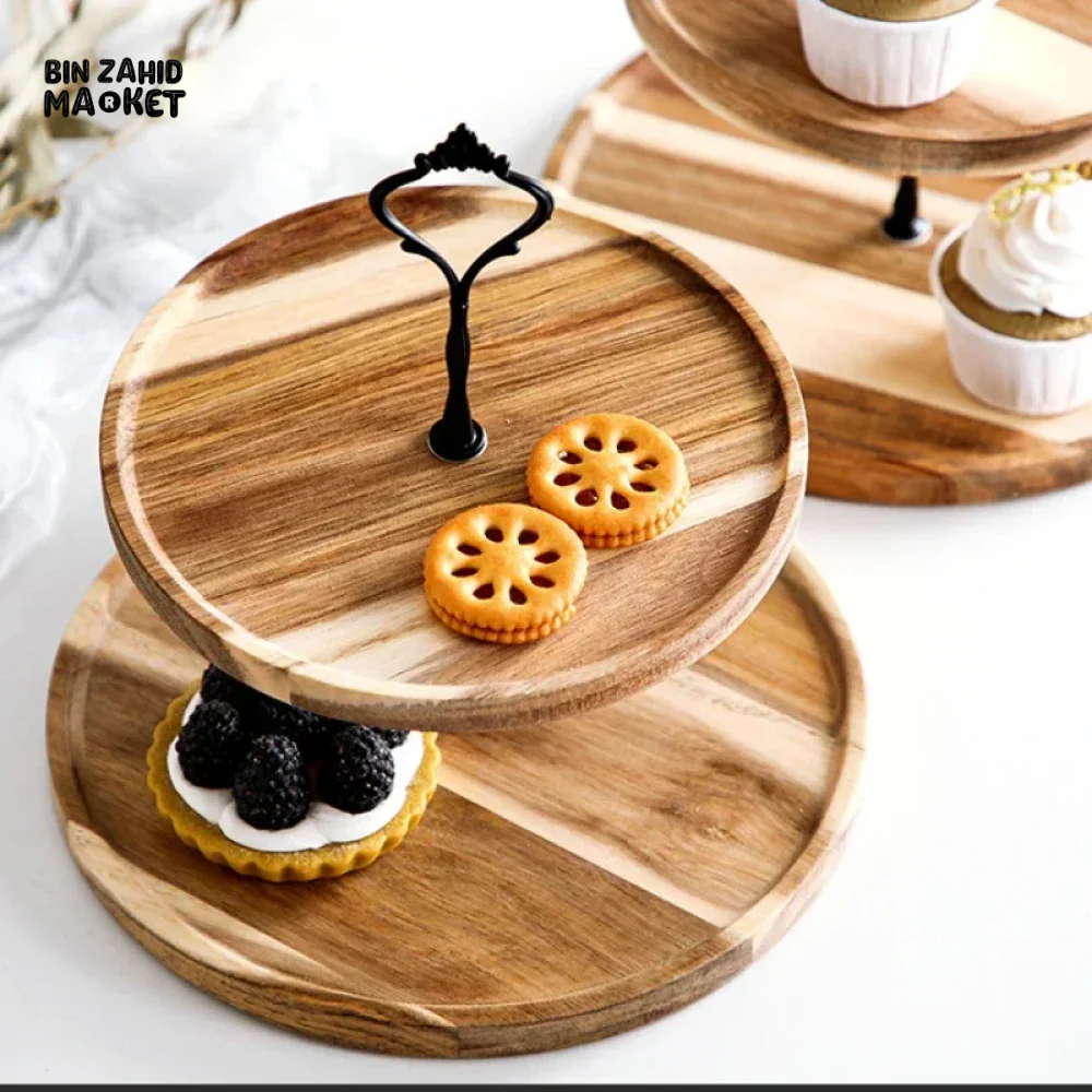 DETACHABLE CAKE STAND WOODEN EUROPEAN STYLE DESSERT HOLDER WEDDING PARTY - Image 4