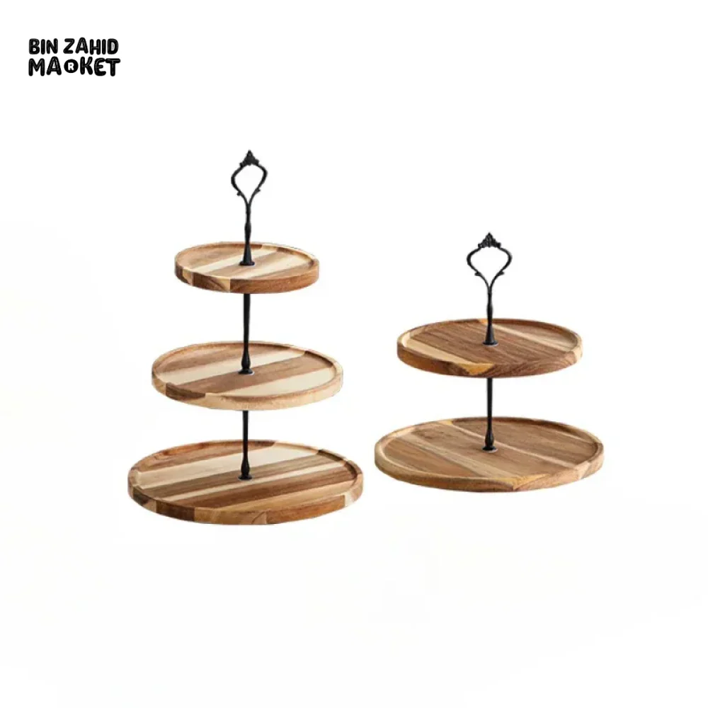 DETACHABLE CAKE STAND WOODEN EUROPEAN STYLE DESSERT HOLDER WEDDING PARTY - Image 5