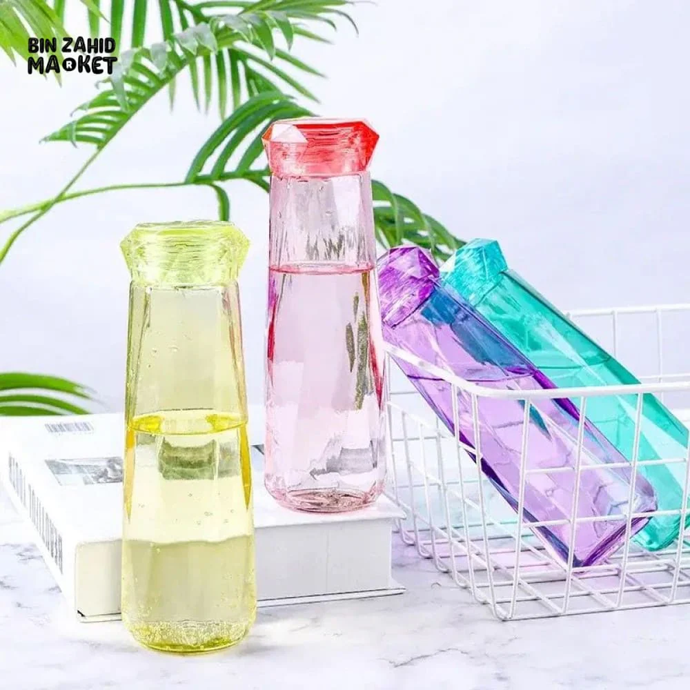 DIAMOND GLASS WATER BOTTLE 450ML - Image 2