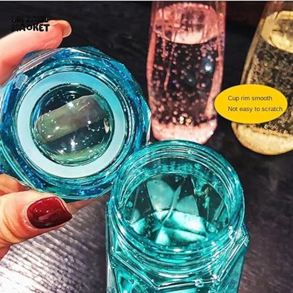 DIAMOND GLASS WATER BOTTLE 450ML - Image 3