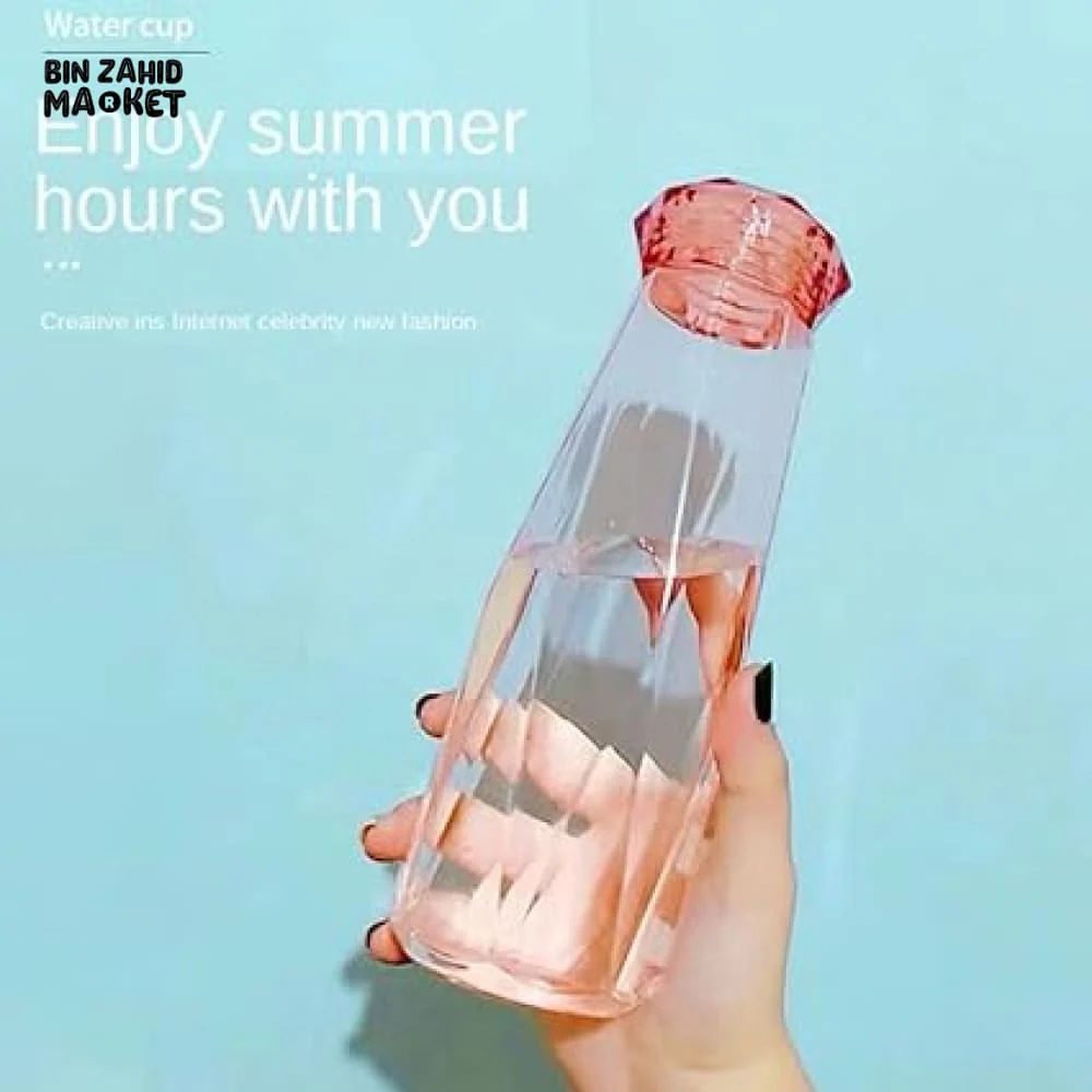 DIAMOND GLASS WATER BOTTLE 450ML - Image 4