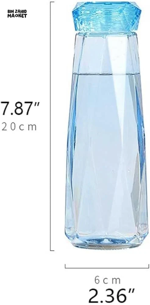DIAMOND GLASS WATER BOTTLE 450ML - Image 6