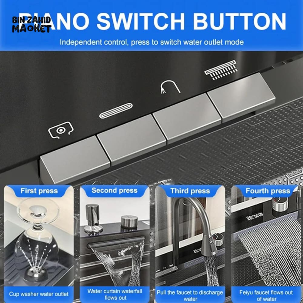 DIGITAL DISPLAY PREMIUM KITCHEN WATERFALL FAUCETS SINK SET - Image 4