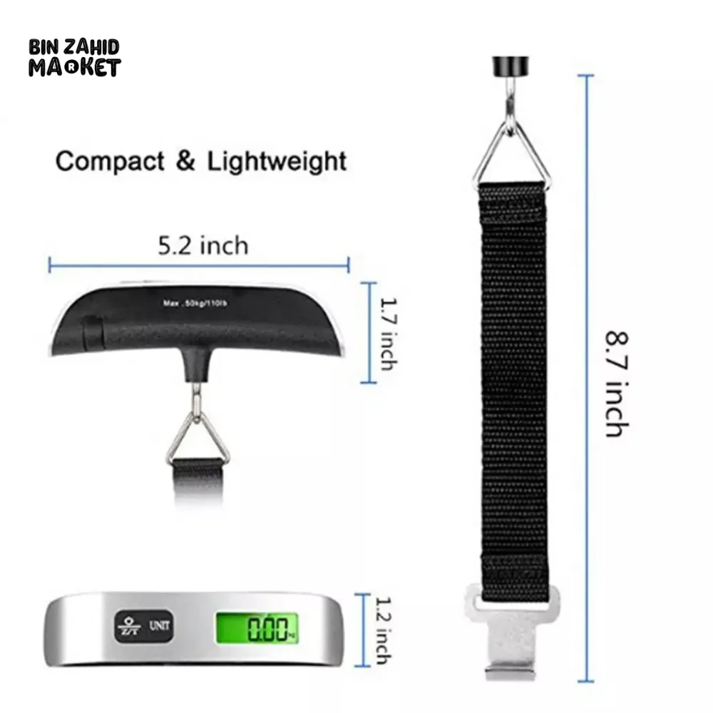 DIGITAL LUGGAGE SCALE 50KG/110LB | PORTABLE HANDHELD HANGING SCALE FOR TRAVEL & SUITCASE WEIGHT MEASUREMENT - Image 6
