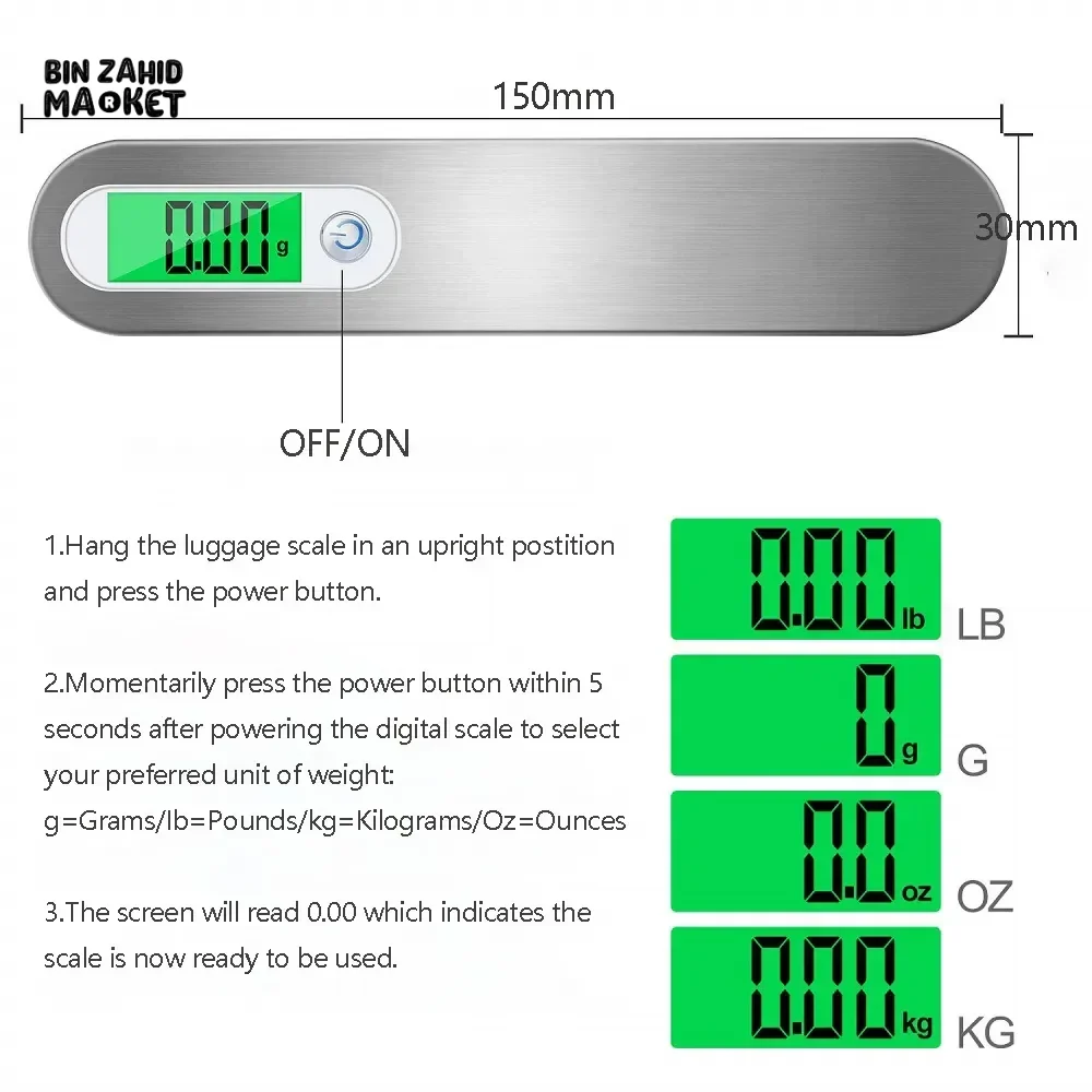 DIGITAL LUGGAGE SCALE 50KG PORTABLE LCD HANGING SCALE FOR SUITCASE & TRAVEL BAGS - Image 4