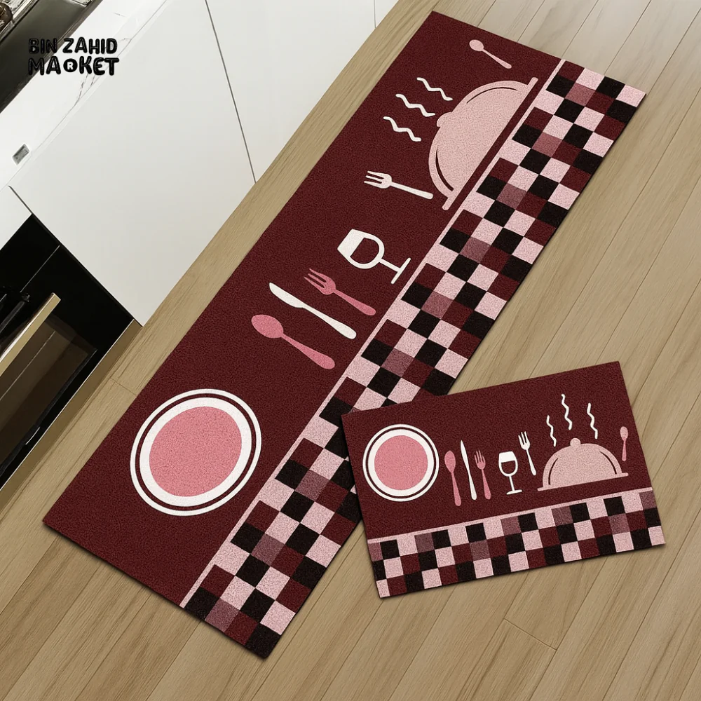 DINING THEME KITCHEN FLOOR MATS – NON-SLIP WATERPROOF & EASY-CLEAN ANTI-FATIGUE RUG SET