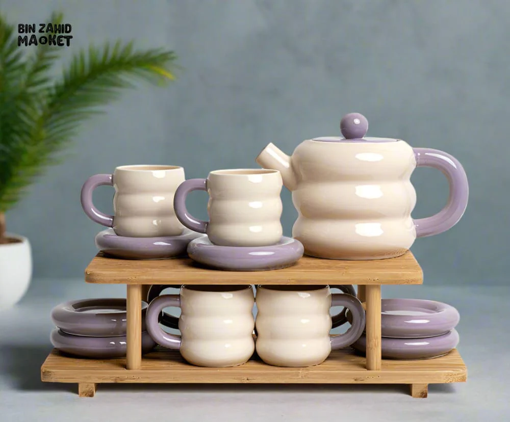 DONUT SERIES 13-PIECE CERAMIC TEA SET – ELEGANT GIFT BOX EDITION - PURPLE - Image 3