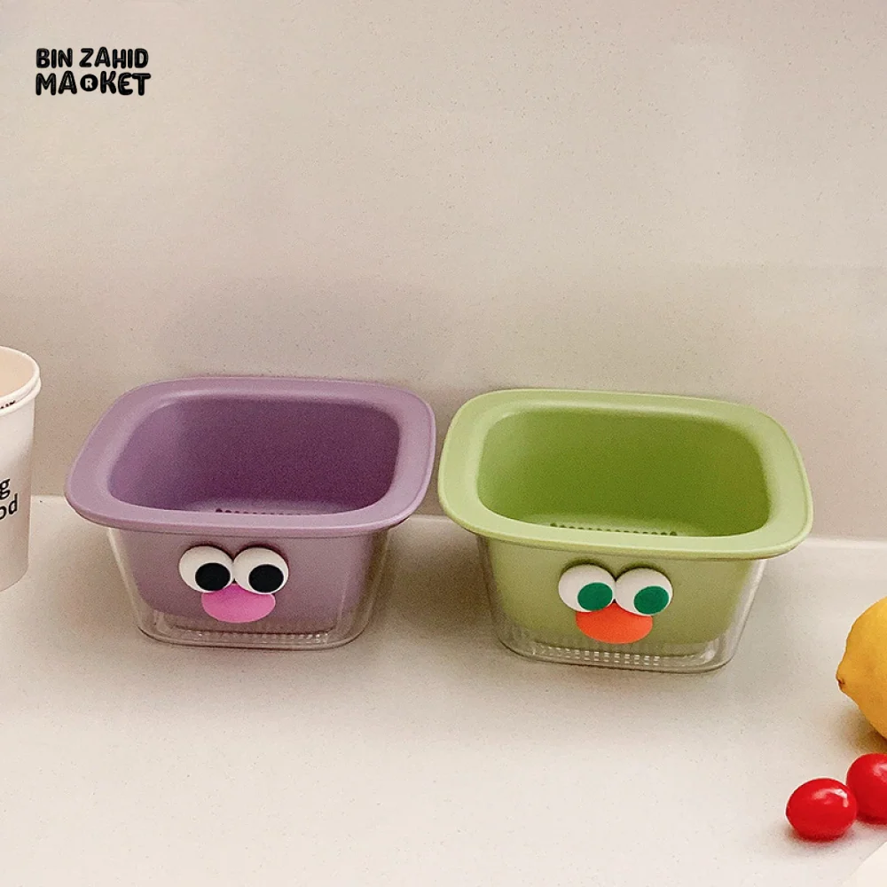 DOUBLE DRAIN BASKET FRUIT WASHING TRAY MINI KITCHEN STORAGE BOX - Image 4