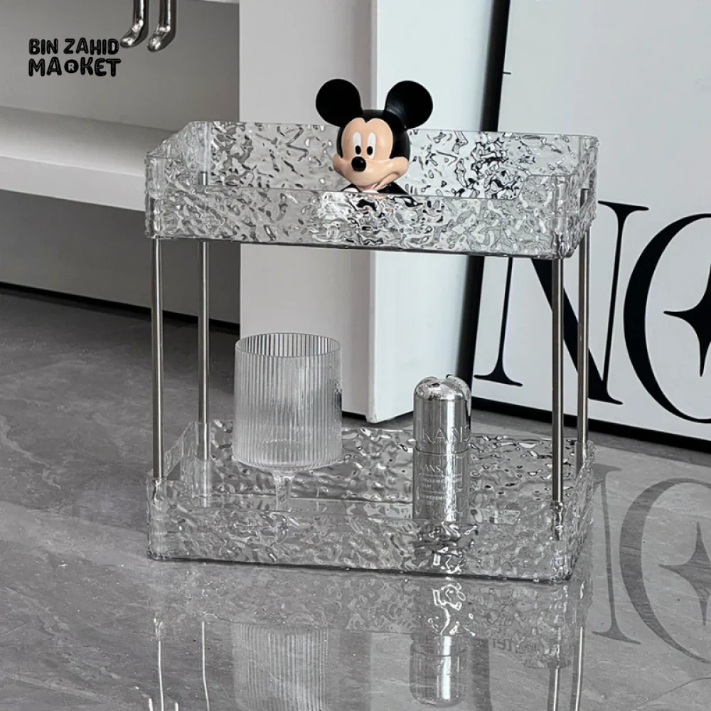 DOUBLE-LAYER ACRYLIC BATHROOM SHELF – TRANSPARENT SHOWER & MAKEUP ORGANIZER - Image 4