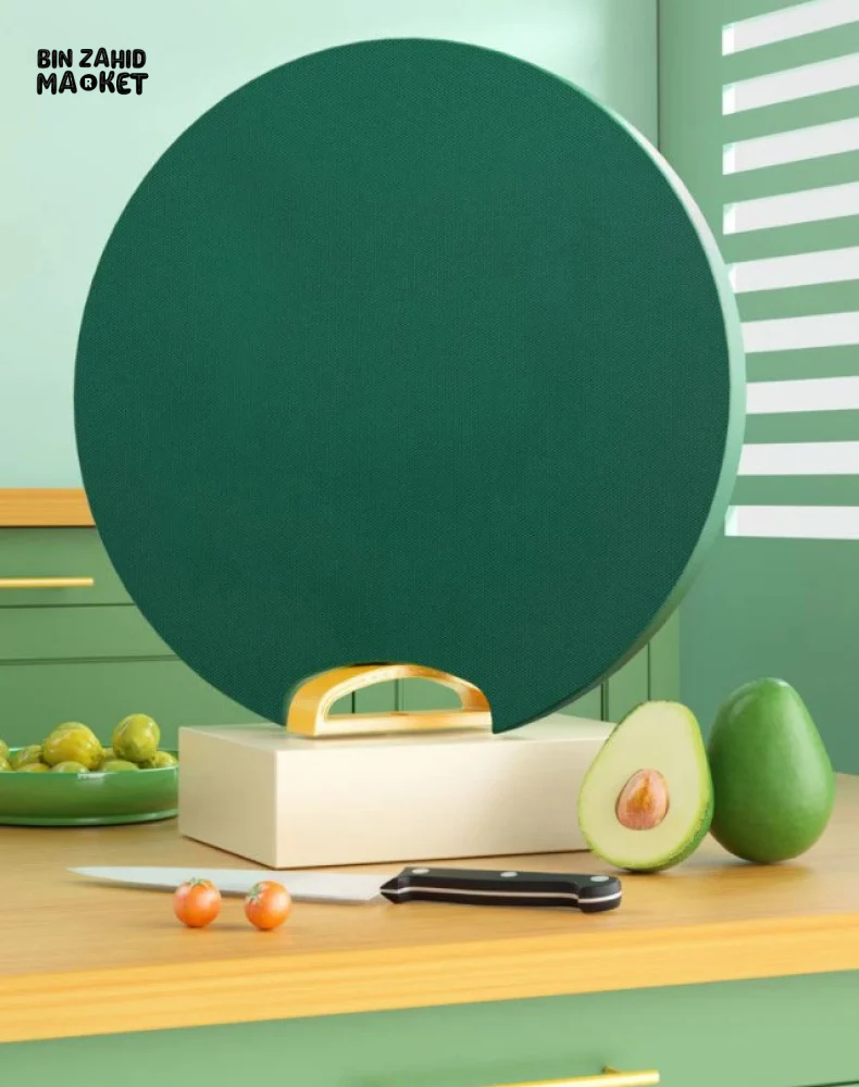 DOUBLE-SIDED CHOPPING BOARD ANTI-MILDEW NON-SLIP ROUND ROTATABLE CUTTING BOARD STANDABLE GREEN STICKY PAD FOR KITCHEN USE - Image 3