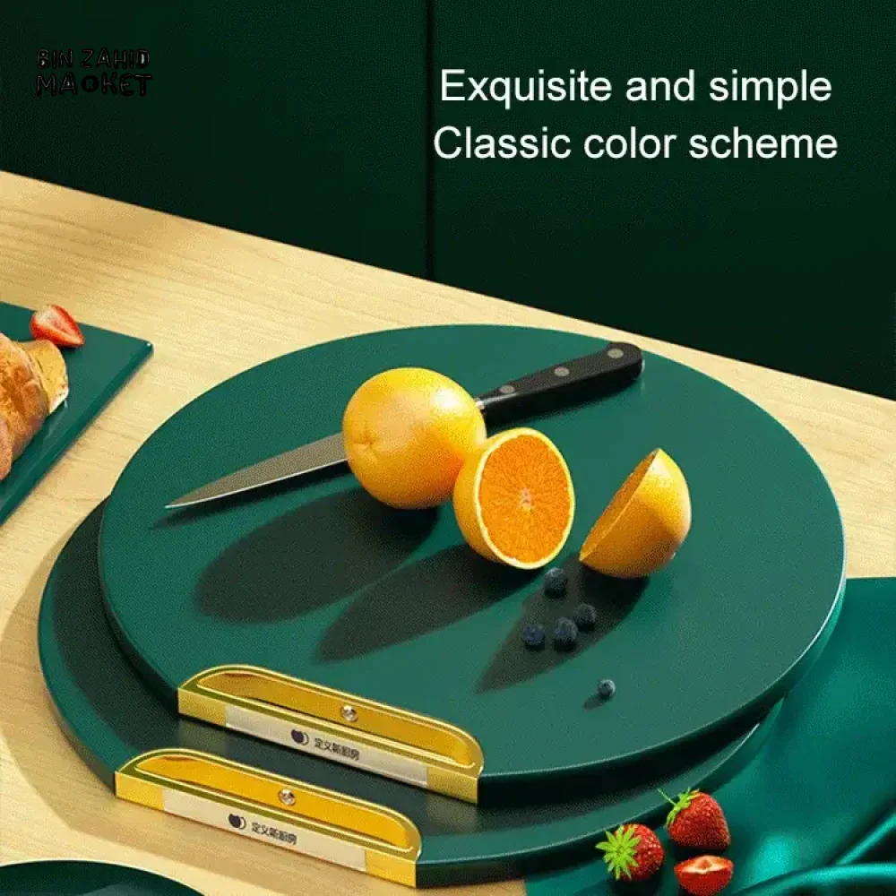 DOUBLE-SIDED CHOPPING BOARD ANTI-MILDEW NON-SLIP ROUND ROTATABLE CUTTING BOARD STANDABLE GREEN STICKY PAD FOR KITCHEN USE - Image 4