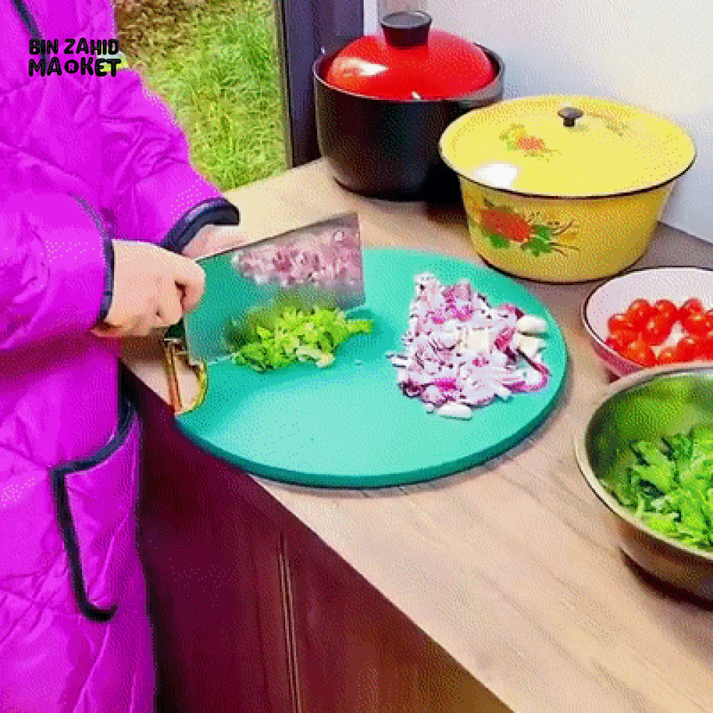 DOUBLE-SIDED CHOPPING BOARD ANTI-MILDEW NON-SLIP ROUND ROTATABLE CUTTING BOARD STANDABLE GREEN STICKY PAD FOR KITCHEN USE - Image 5
