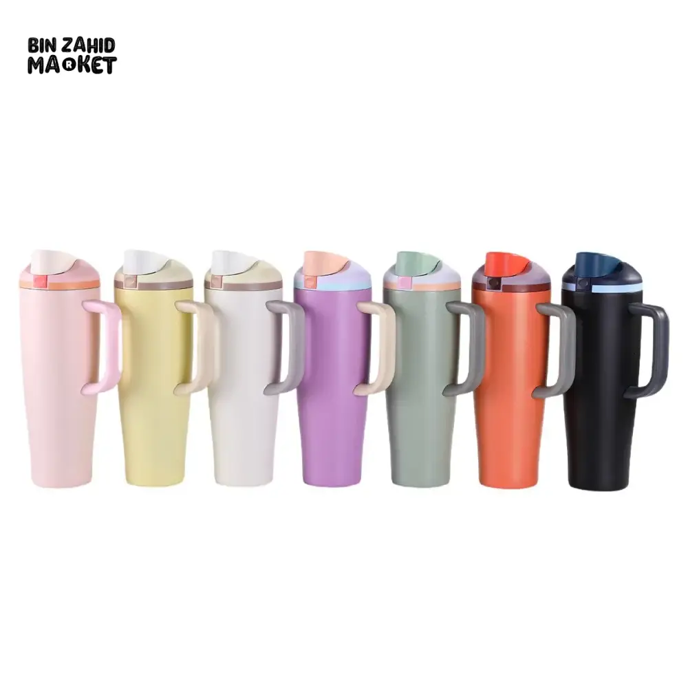 DOUBLE-WALL STAINLESS STEEL TRAVEL CAR CUP 40 OZ – INSULATED PORTABLE MUG WITH LID & ICE RETENTION - Image 2