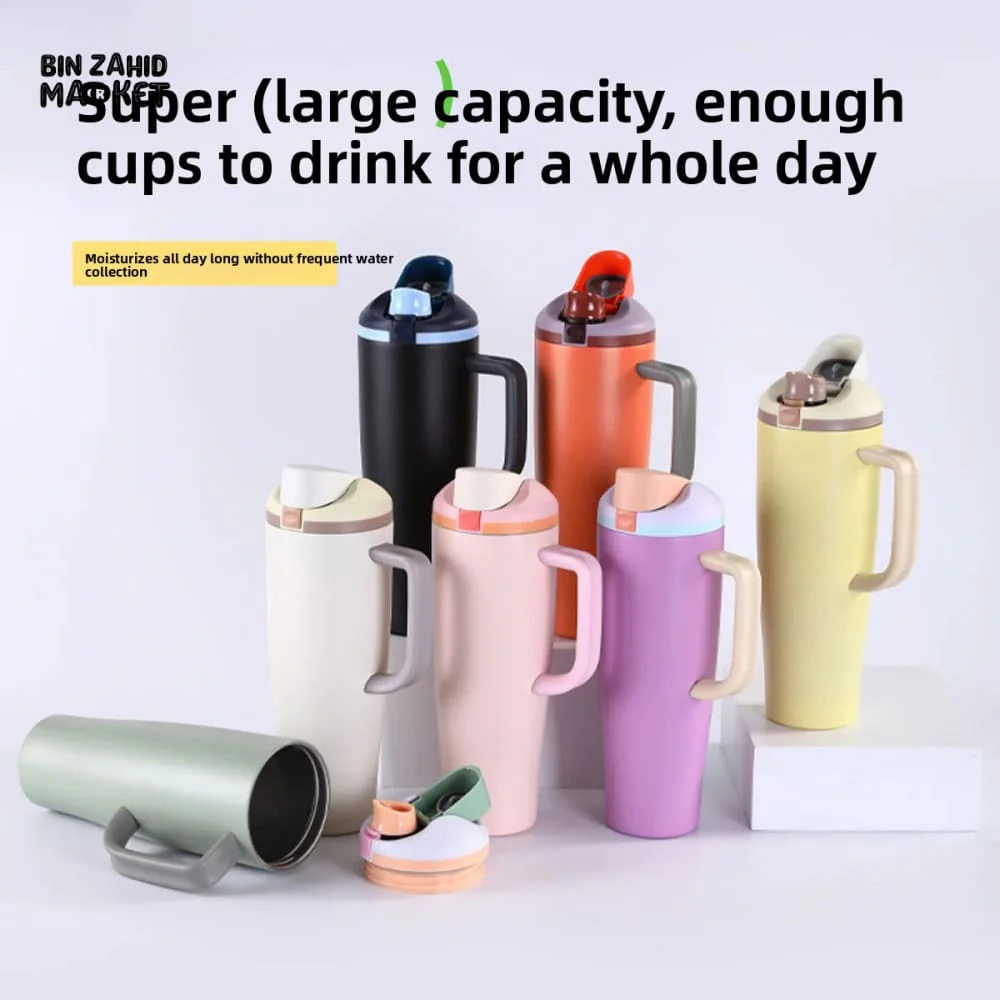 DOUBLE-WALL STAINLESS STEEL TRAVEL CAR CUP 40 OZ – INSULATED PORTABLE MUG WITH LID & ICE RETENTION - Image 3