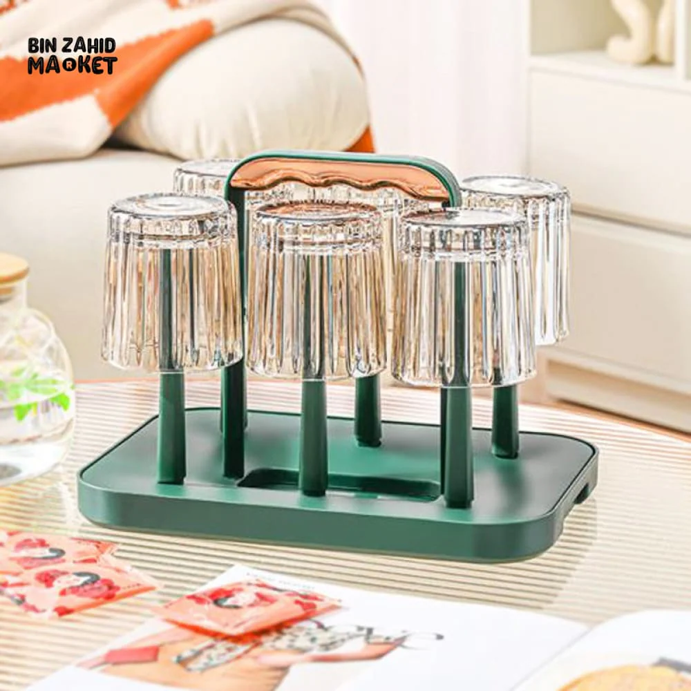 DRAINING CUP HOLDER WITH HANDLE WATER-RESISTANT DRYING STAND FOR BATHROOM OR KITCHEN USE - Image 2