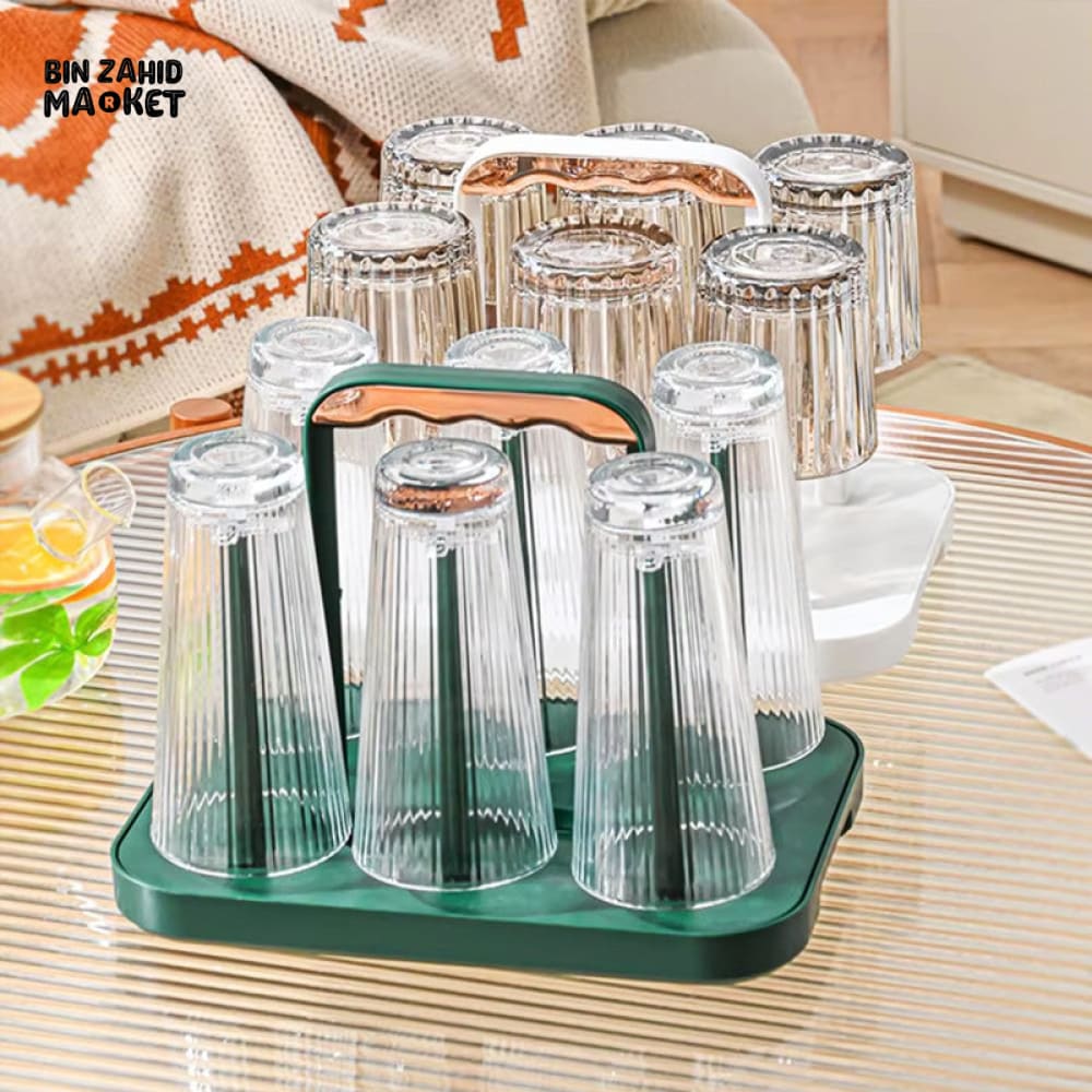 DRAINING CUP HOLDER WITH HANDLE WATER-RESISTANT DRYING STAND FOR BATHROOM OR KITCHEN USE - Image 3