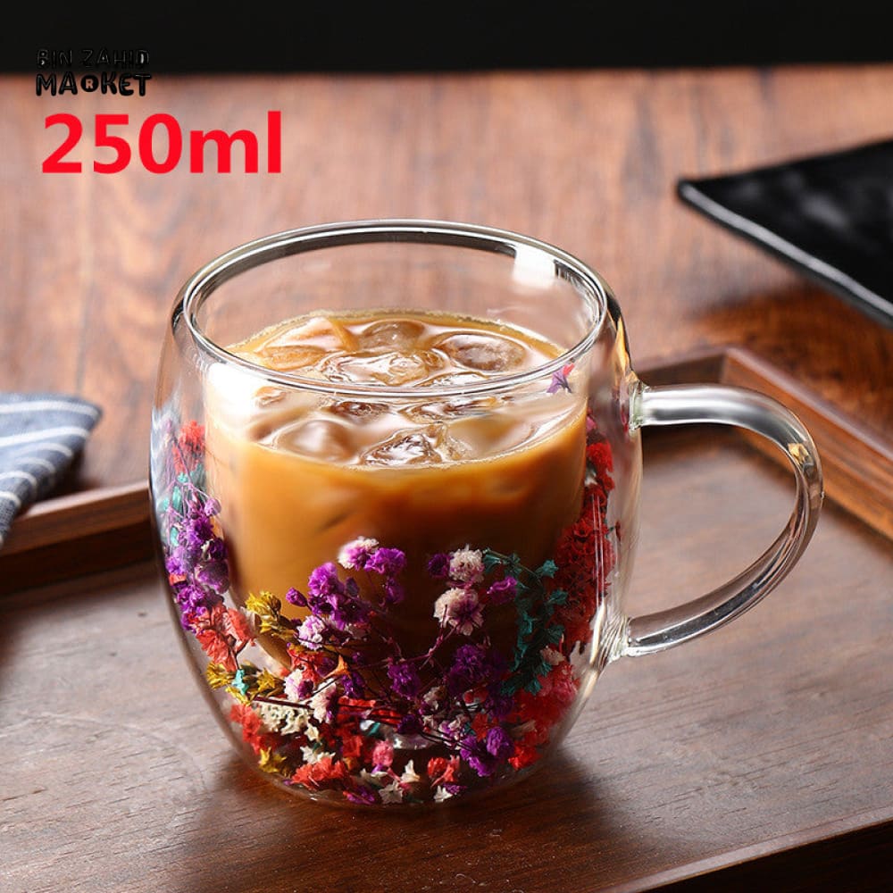 DRIED FLOWER DOUBLE WALL GLASS MUG - 250ML - Image 7