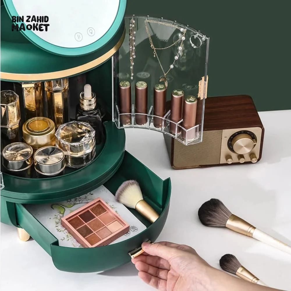 DUAL DOOR COSMETIC ORGANIZER WITH LED MIRROR - Image 5