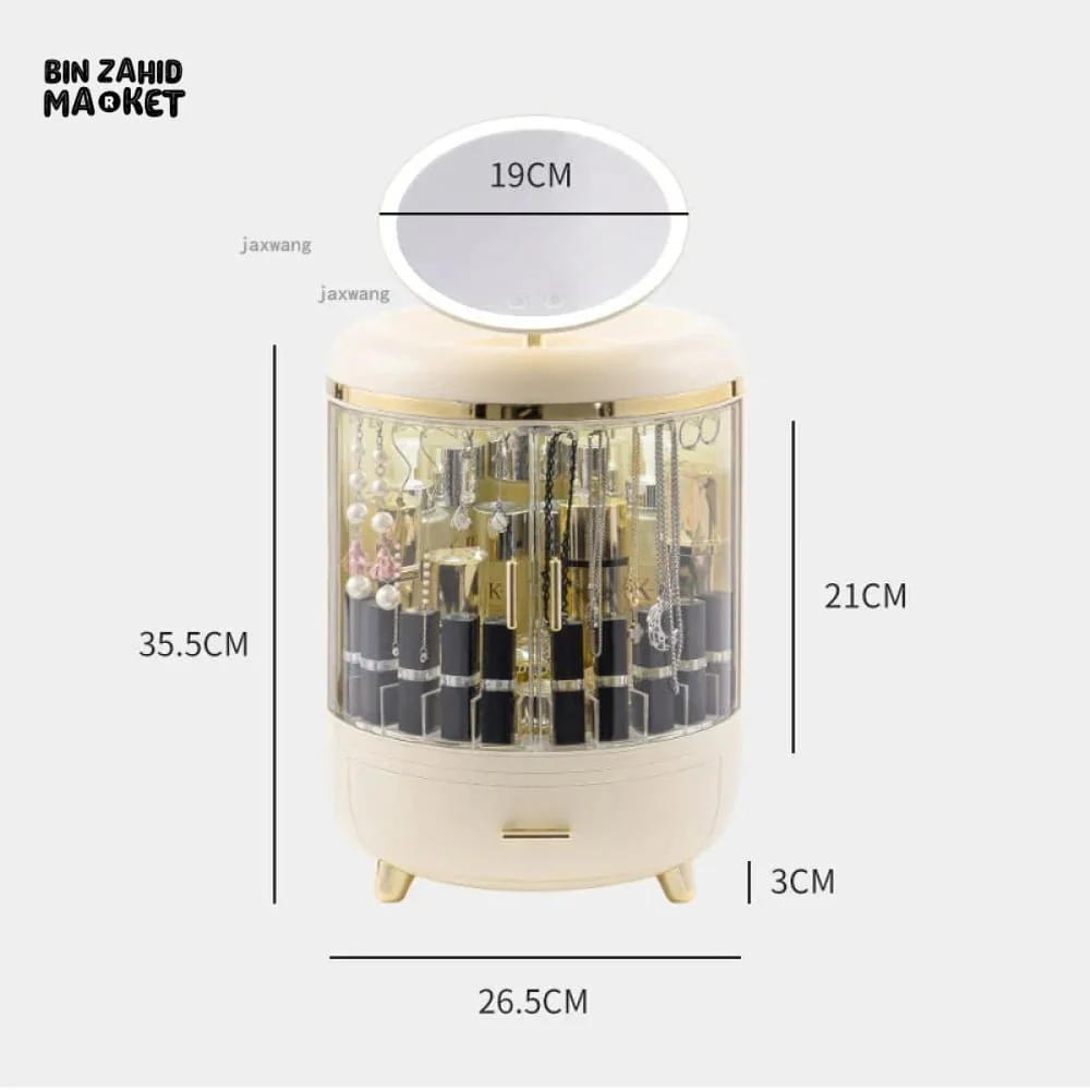 DUAL DOOR COSMETIC ORGANIZER WITH LED MIRROR - Image 6