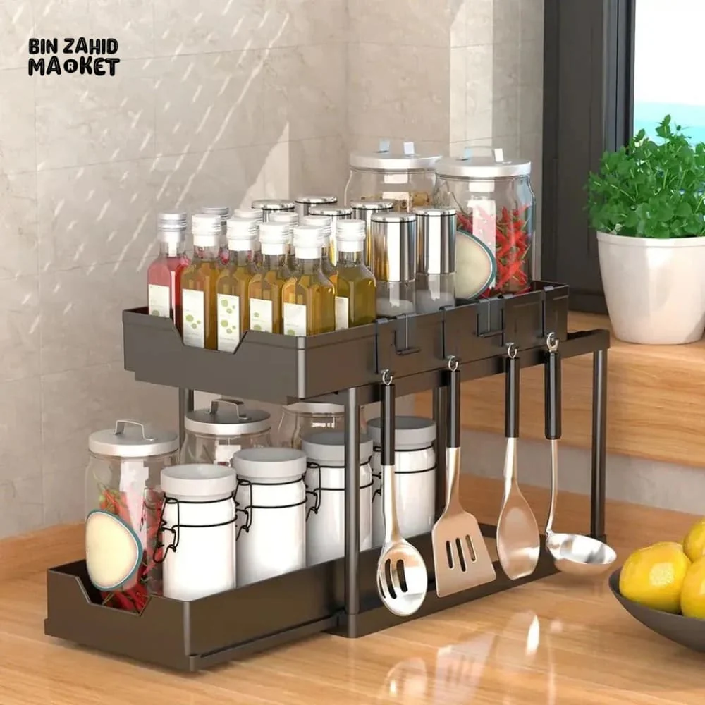 DUAL LAYERS KITCHEN SEASONING STORAGE RACK - Image 2