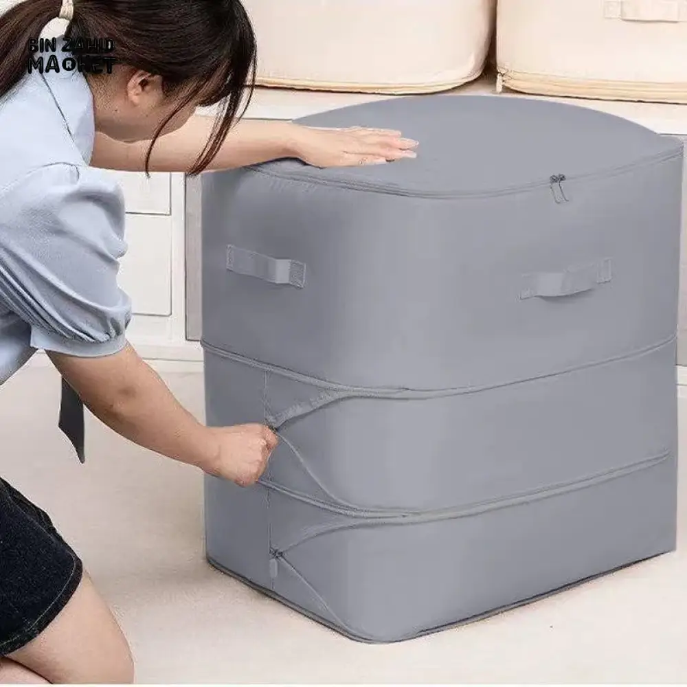 DURABLE SELF-COMPRESSING STORAGE BAG – PORTABLE ORGANIZER FOR CLOTHES, BLANKETS & QUILTS PERFECT FOR CLOSET ORGANIZATION & LUGGAGE STORAGE