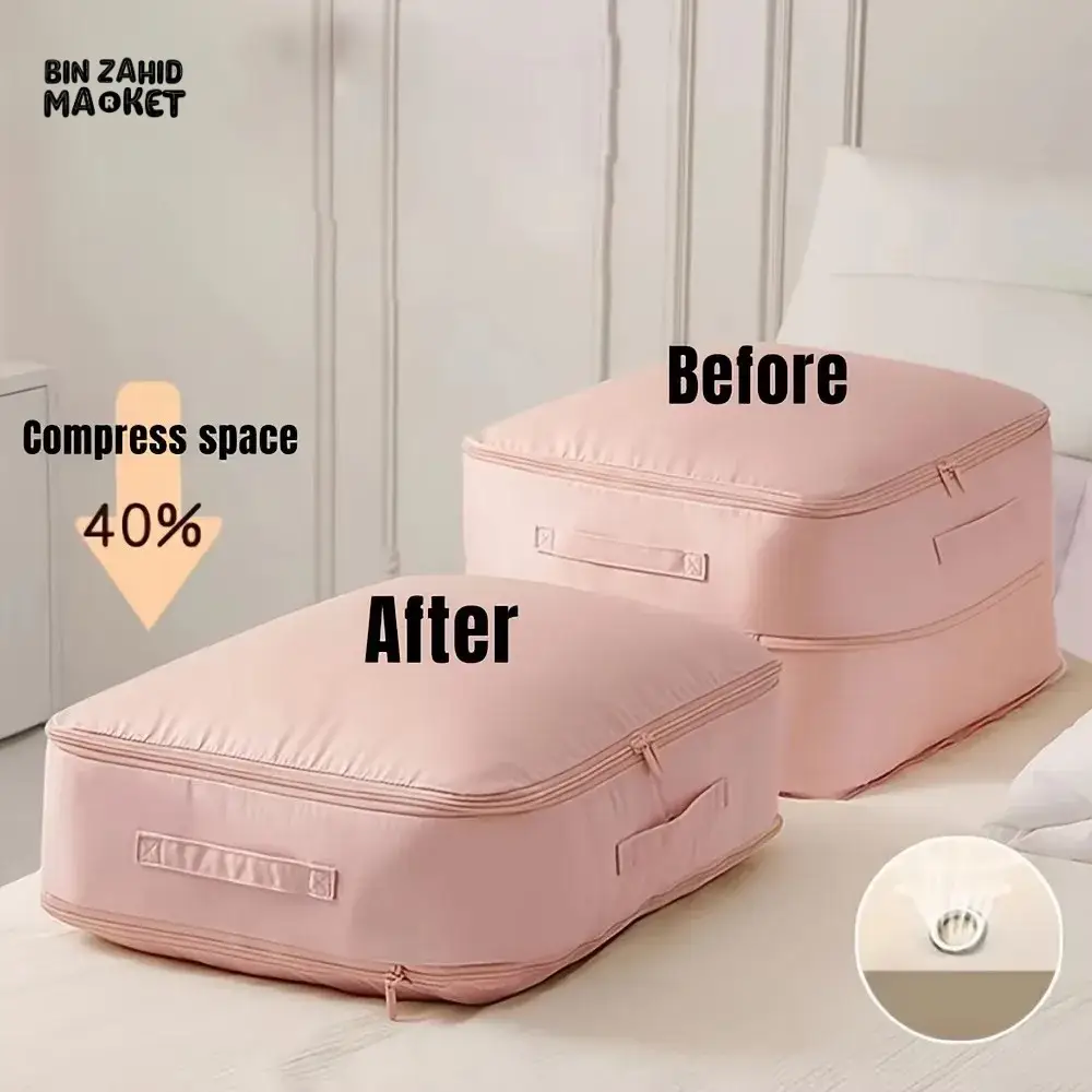 DURABLE SELF-COMPRESSING STORAGE BAG – PORTABLE ORGANIZER FOR CLOTHES, BLANKETS & QUILTS PERFECT FOR CLOSET ORGANIZATION & LUGGAGE STORAGE - Image 5