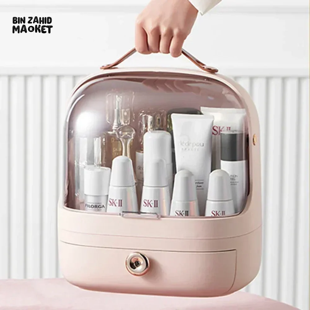 DUST-PROOF MAKEUP ORGANIZER – WITH LID & DRAWERS FOR BATHROOM OR DESKTOP - Image 2