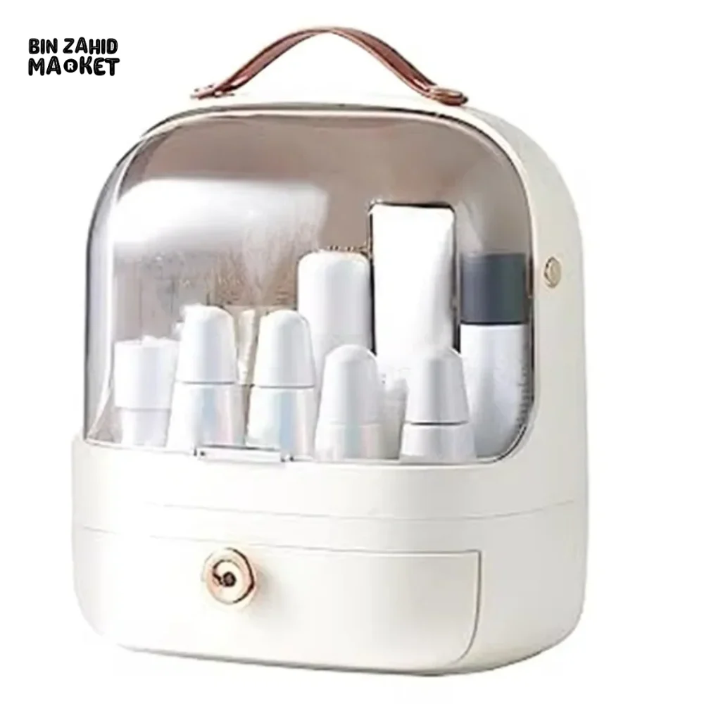 DUST-PROOF MAKEUP ORGANIZER – WITH LID & DRAWERS FOR BATHROOM OR DESKTOP - Image 3