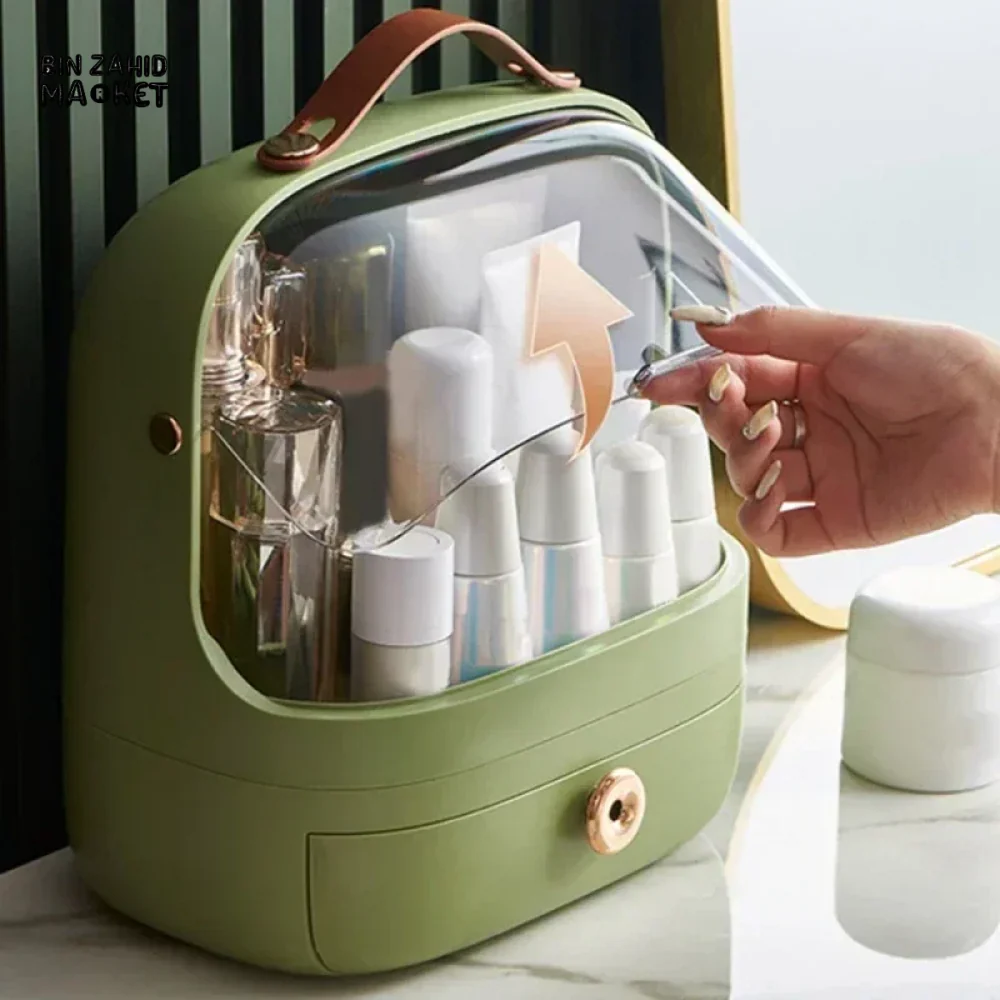 DUST-PROOF MAKEUP ORGANIZER – WITH LID & DRAWERS FOR BATHROOM OR DESKTOP - Image 4
