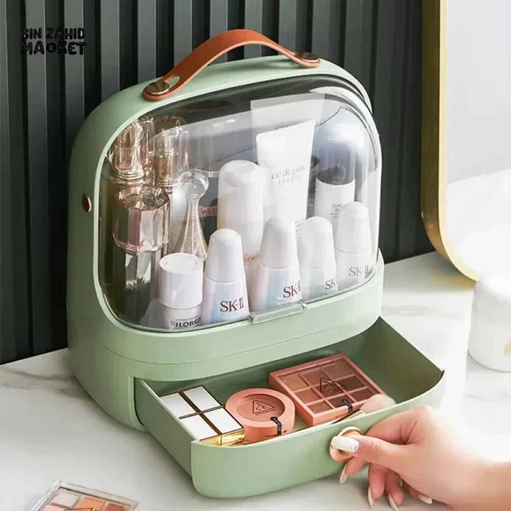 DUST-PROOF MAKEUP ORGANIZER – WITH LID & DRAWERS FOR BATHROOM OR DESKTOP - Image 5